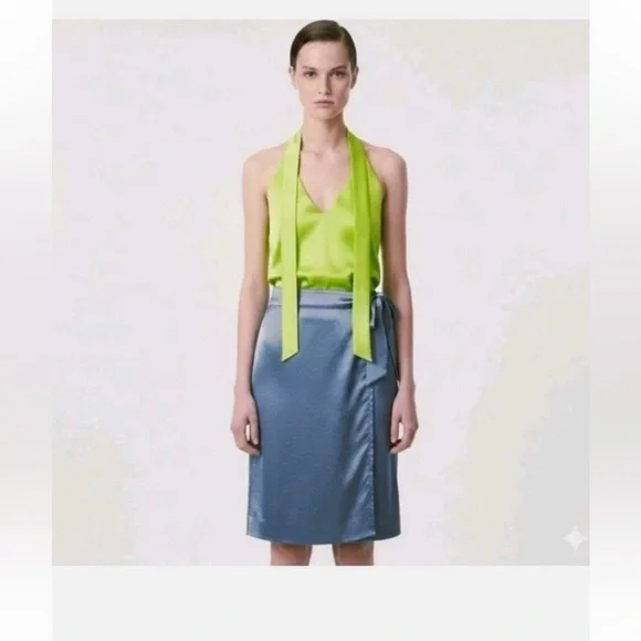 NWT Wildfang The Empower Satin Wrap Skirt - Picture 1 of 4
